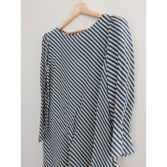 NWT Attic and Barn Silk Blend Mini Dress Blue Beige IT 44 US 8 Italian Designer - Picture 4 of 10